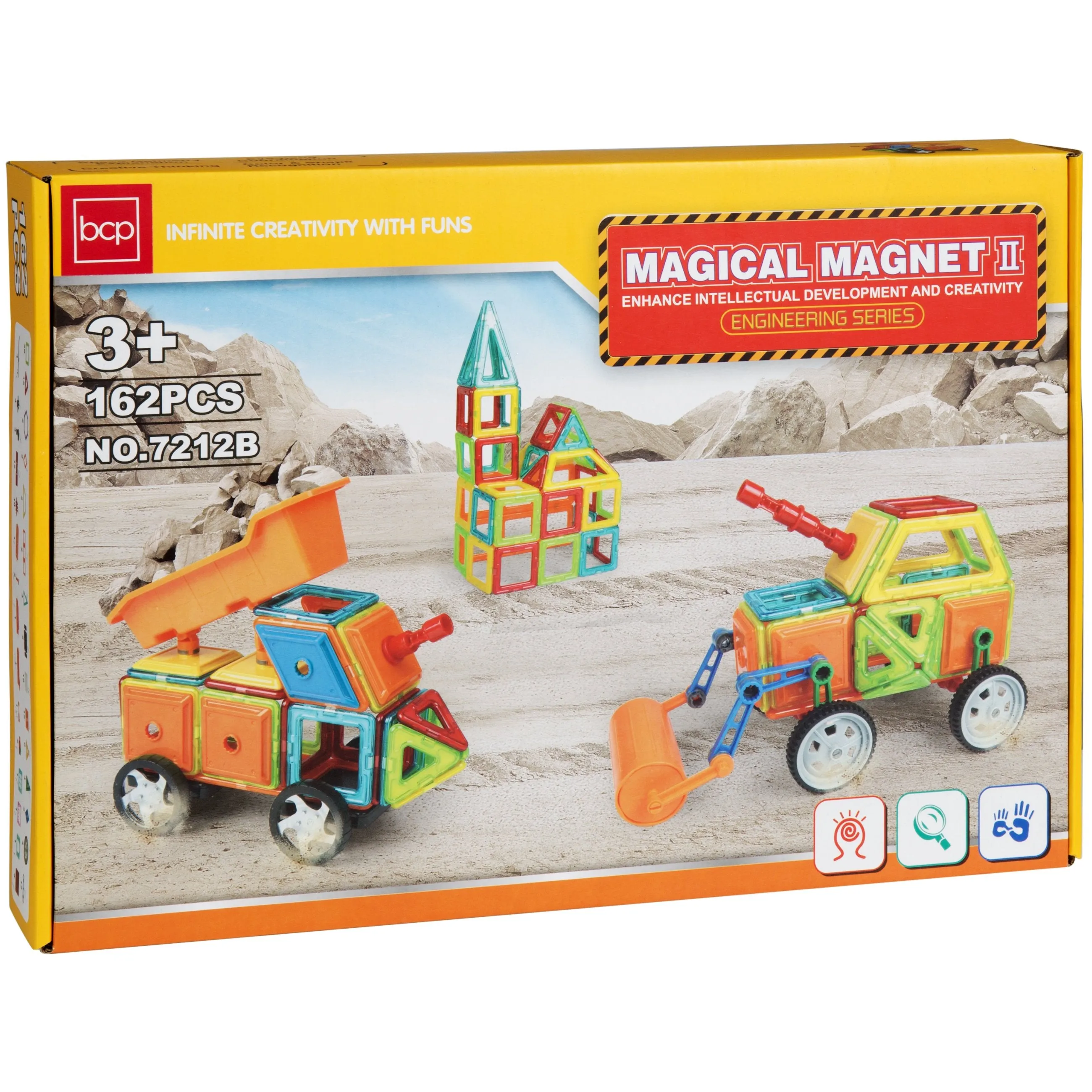 162-Piece Magnetic Toy Steamroller Dump Truck Building Set