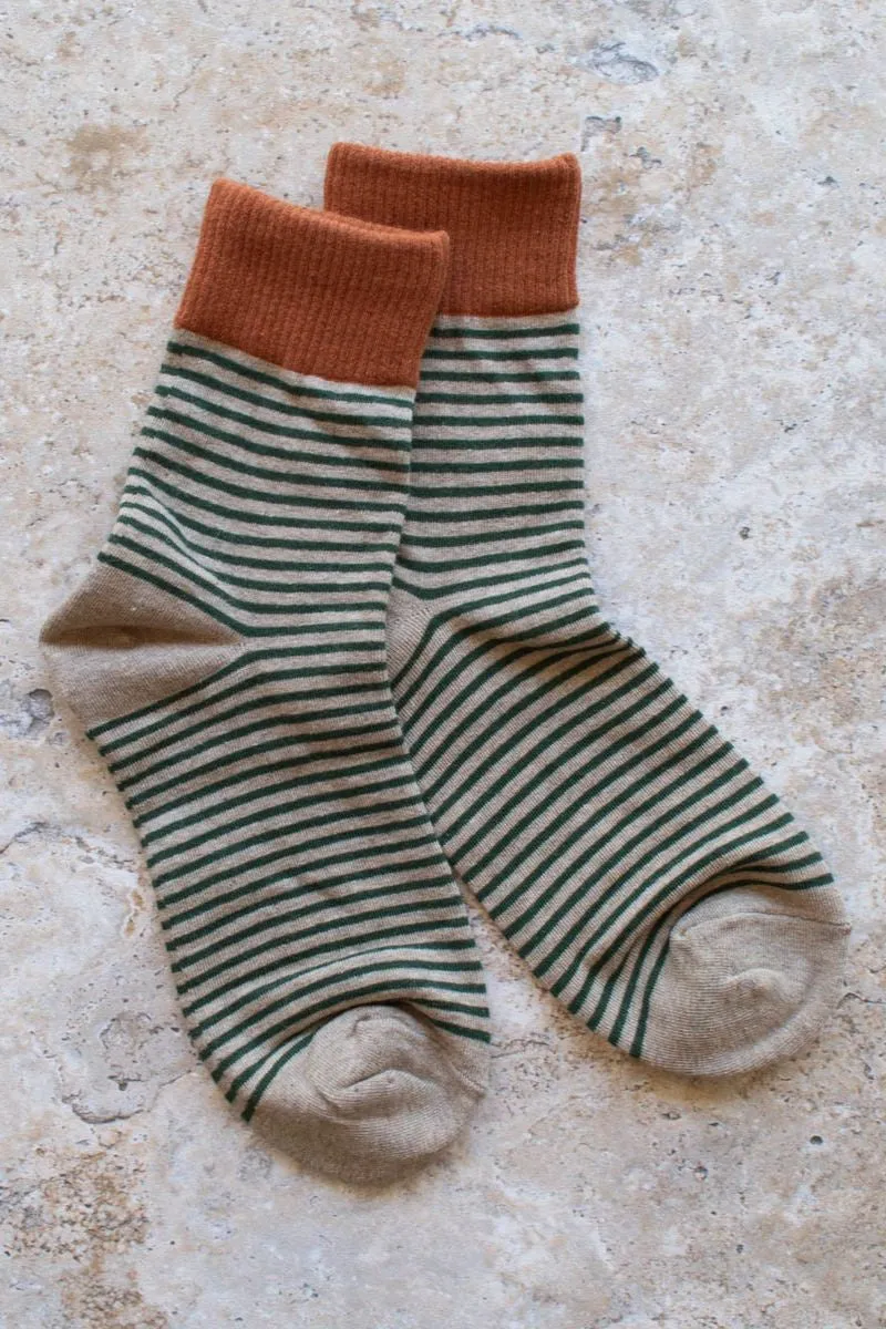 2 Tone Stripe Casual Socks