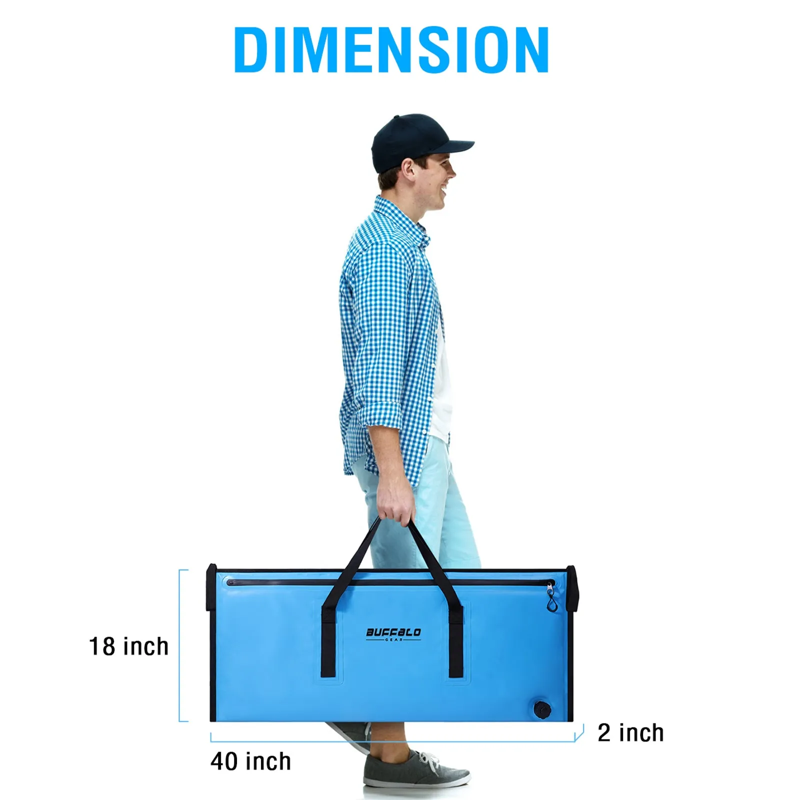 40x18'' Leakproof Fish Cooler Bag With Waterproof Zipper