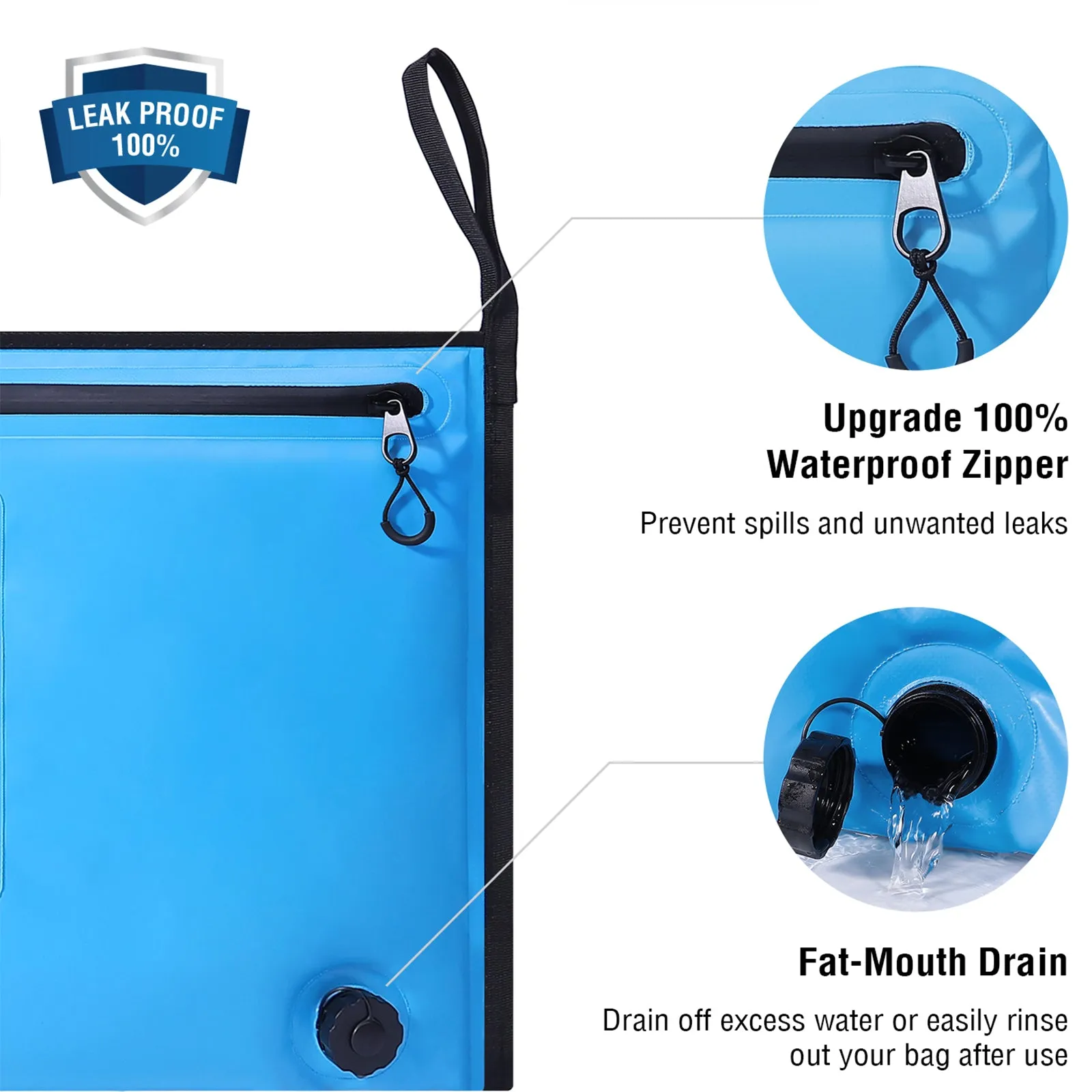 40x18'' Leakproof Fish Cooler Bag With Waterproof Zipper