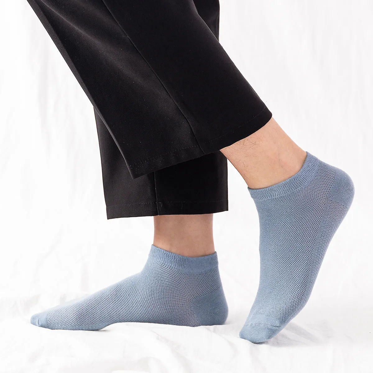 5pairs Men's Breathable Plain Color Ankle Socks