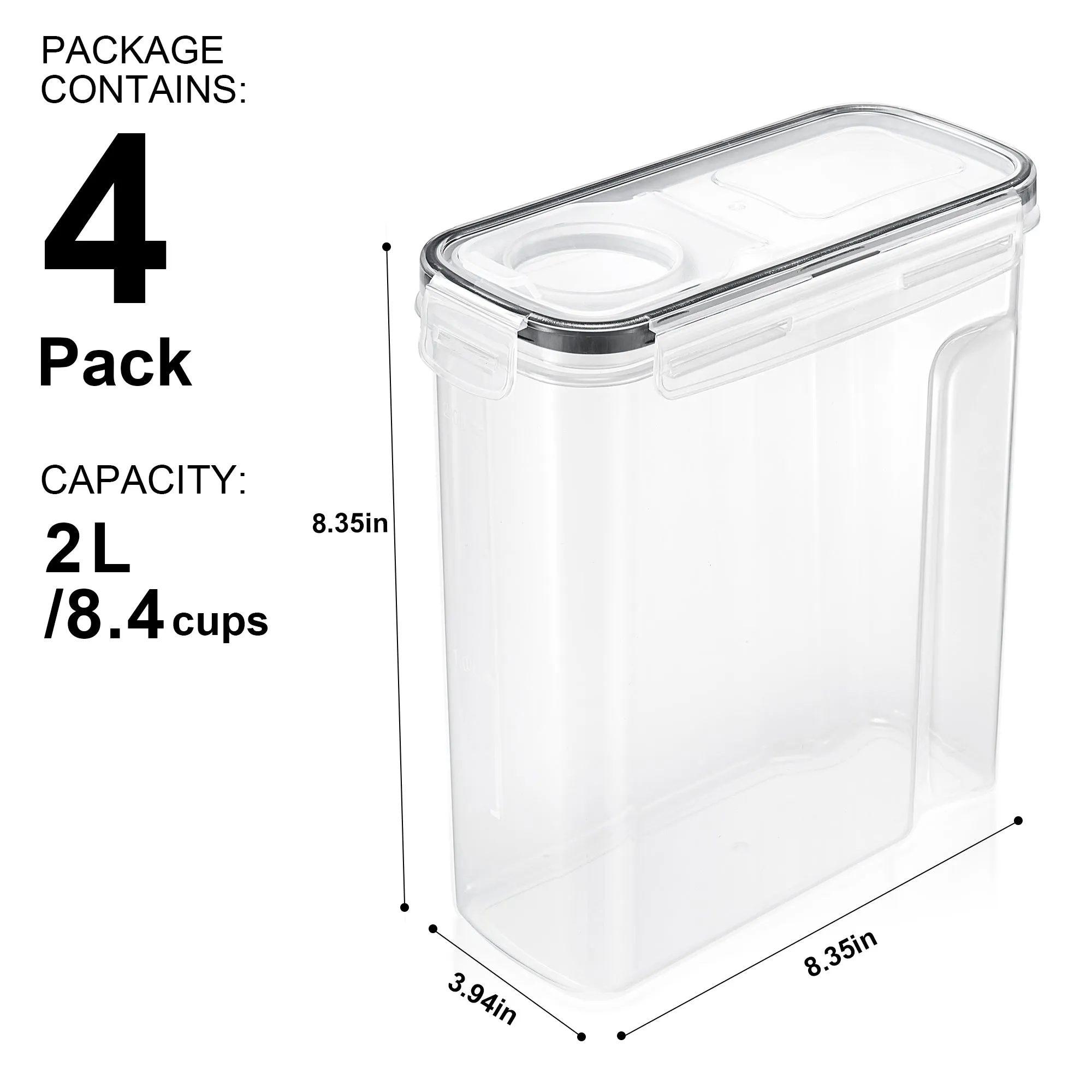 Airtight Food Storage Dispensers (4 Pack)