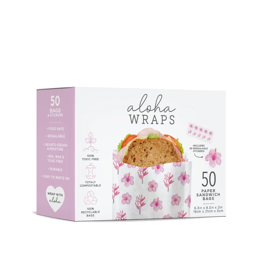 Aloha Wraps Tropical Flowers Sandwich Bags