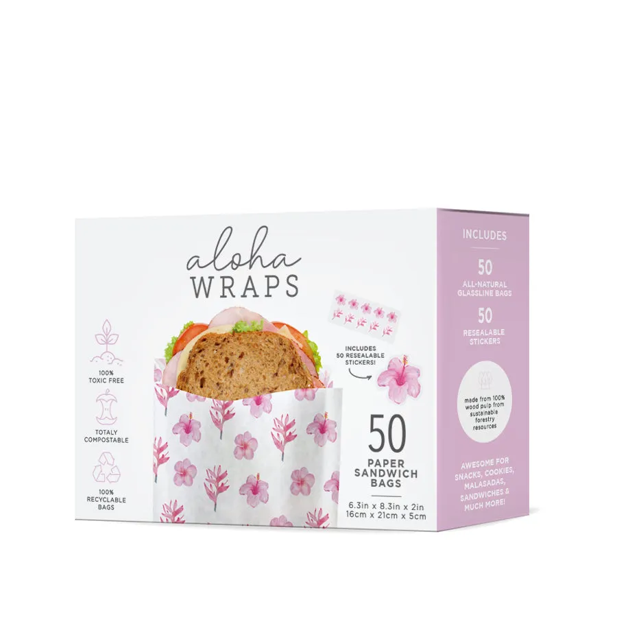 Aloha Wraps Tropical Flowers Sandwich Bags