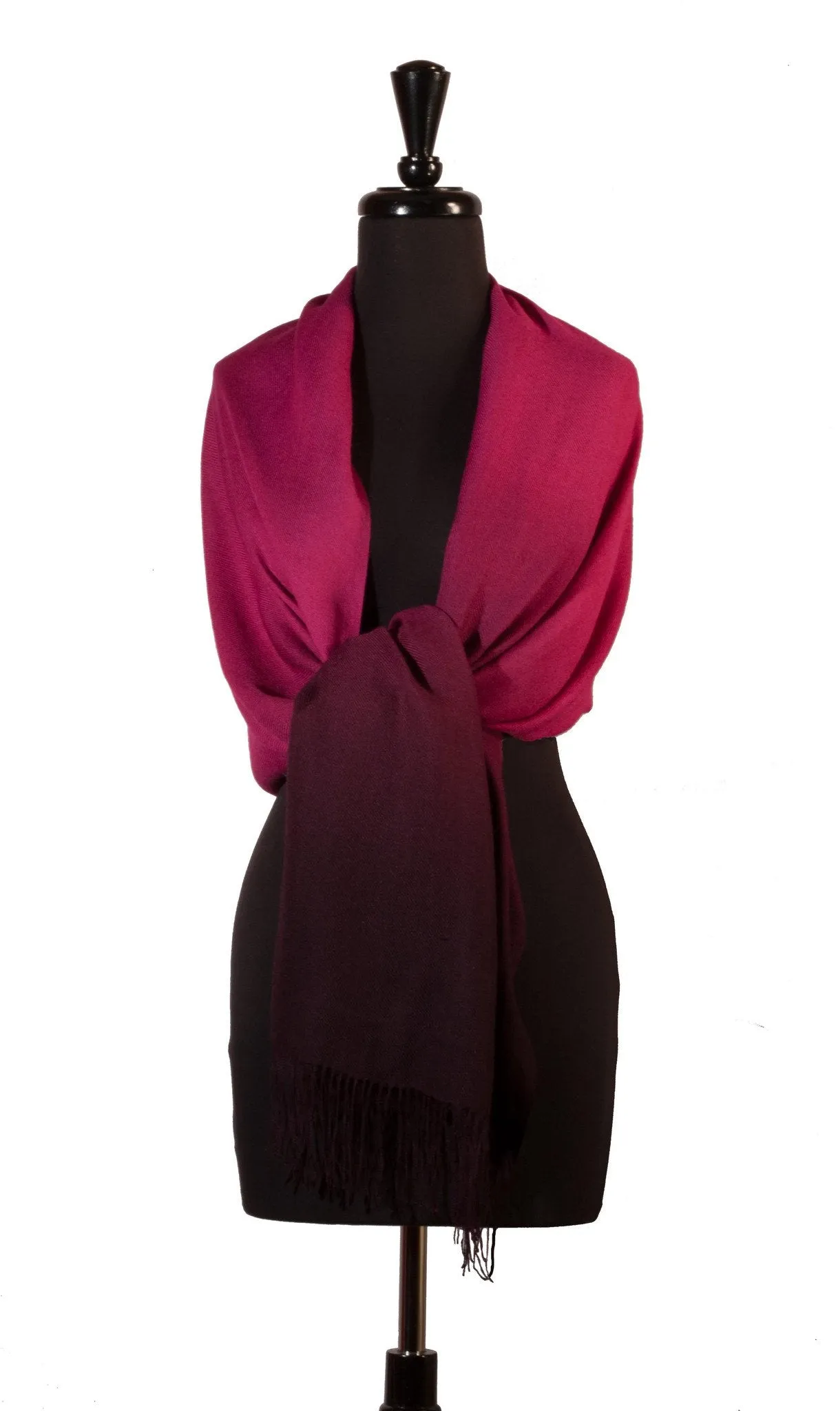 Baby Alpaca & Silk Shawl Two-toned Degrade - Dip Dyed in Magenta