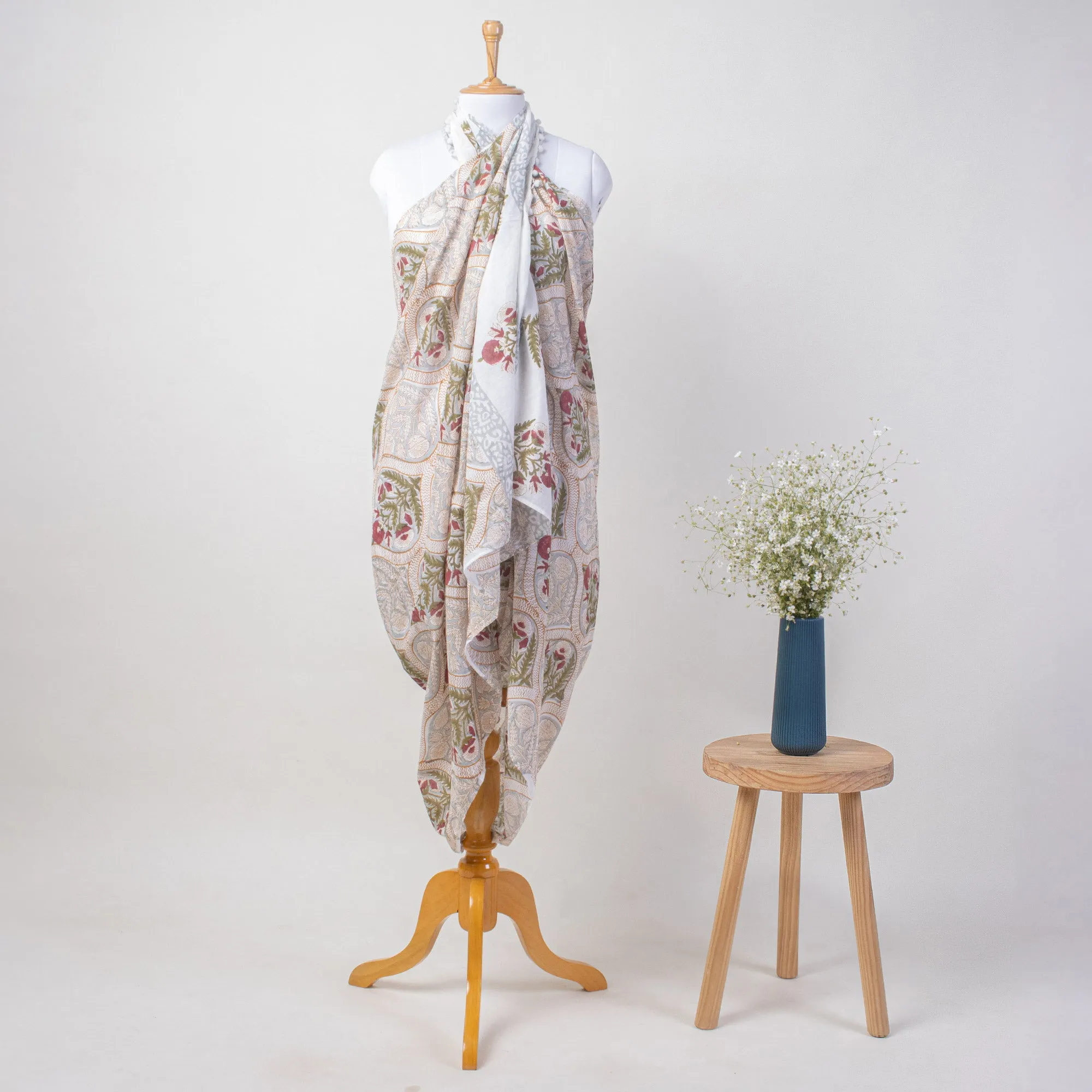 Beautiful Boota Floral Printed Cotton Sarong Beachwear