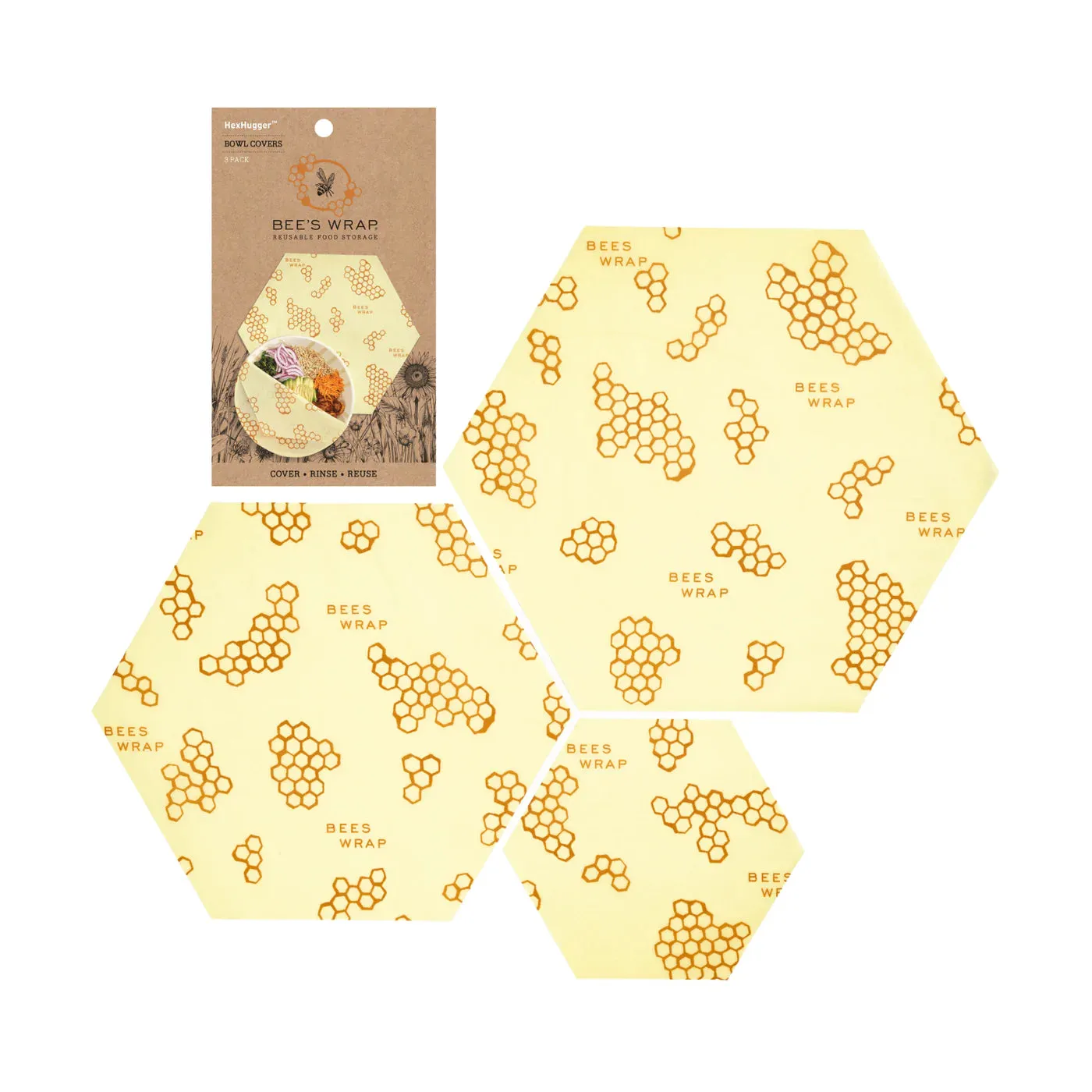 Beeswax Wrap Hexagon Bowl Covers 3-Pack