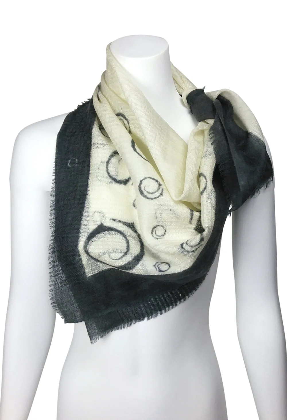 Cashmere Fringed Logo Scarf