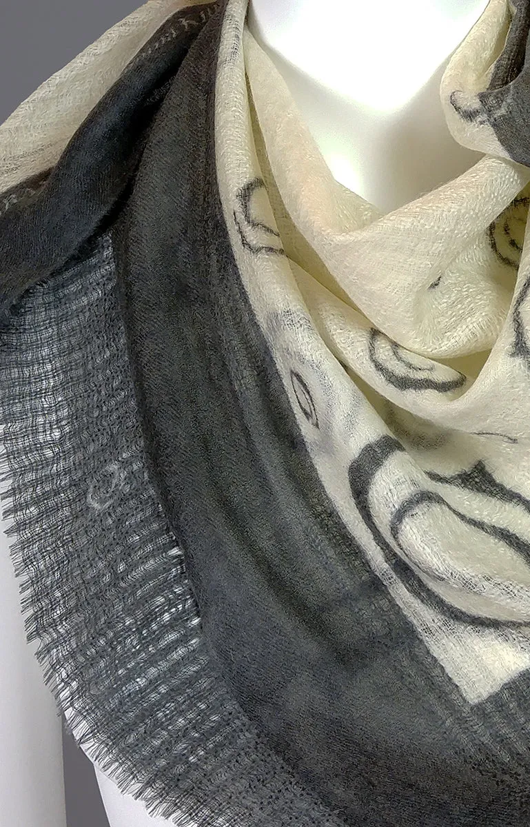 Cashmere Fringed Logo Scarf