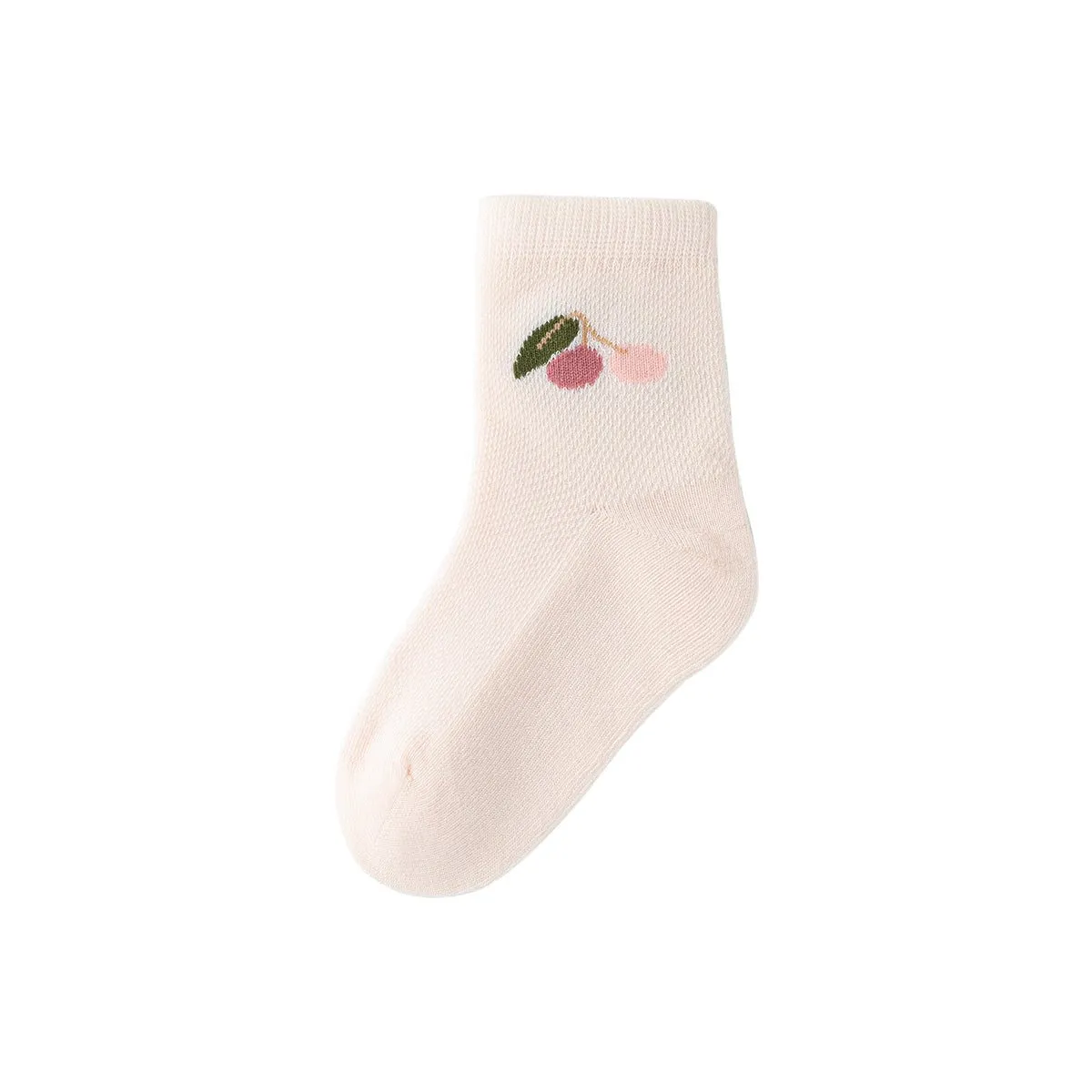 Cherry Season Thin Mesh Breathable Girl 5pcs Crew Socks Set