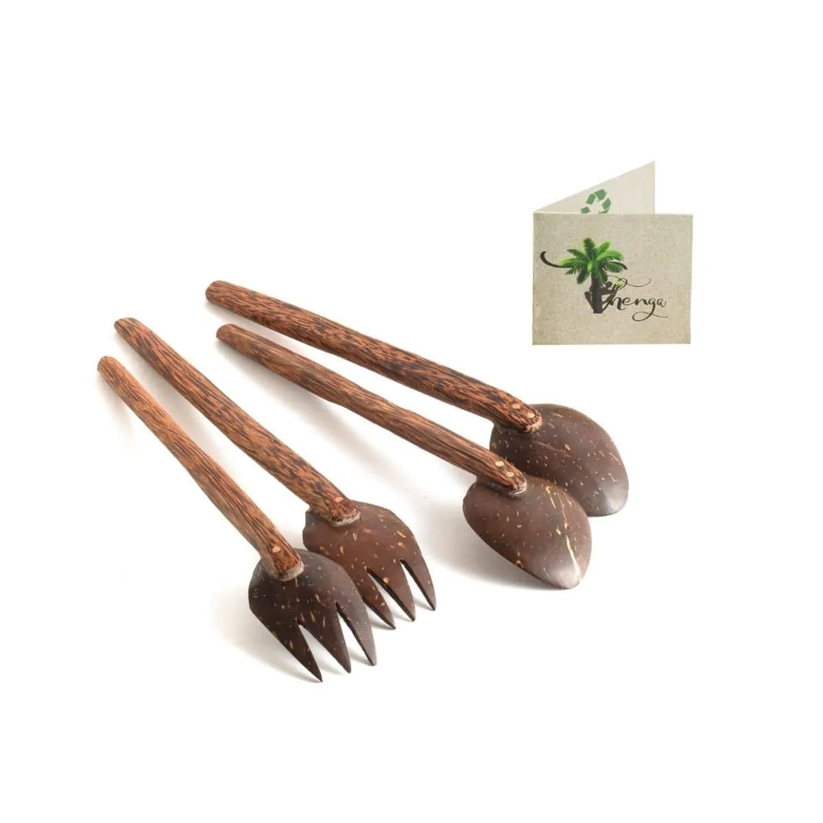 Coconut Shell Spoon & Fork - Set of 2 Natural & Handmade