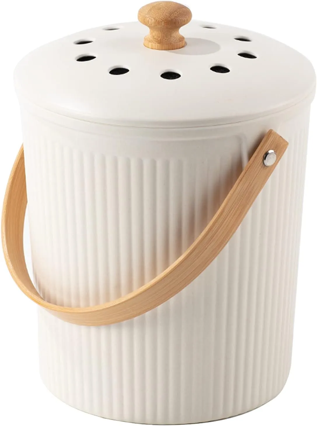 Countertop Compost Bin with Lid, Made of Sustainable Bamboo Fiber, Odorless, 1 Gallon