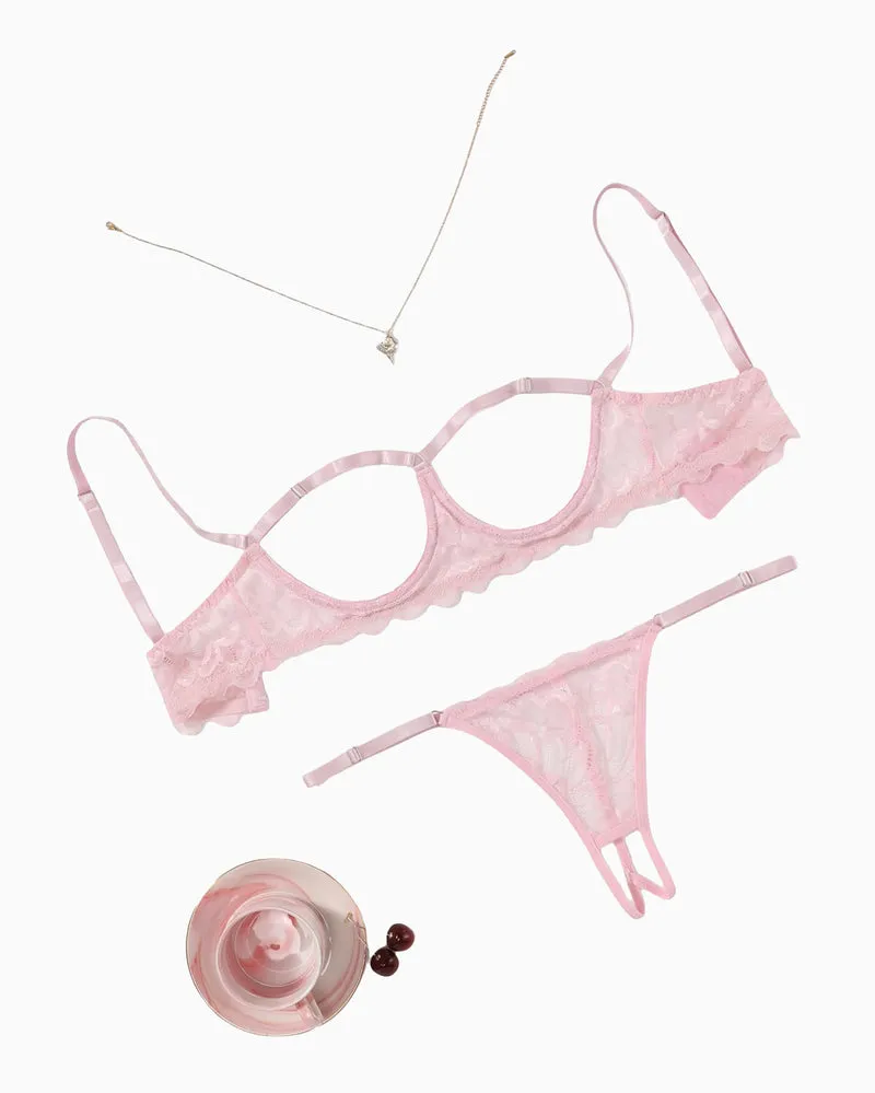 Cupless Bra and Panty 2 Piece Lingerie Set