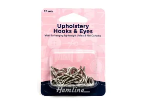 Curtain Upholstery Hooks & Eyes: 12 Sets