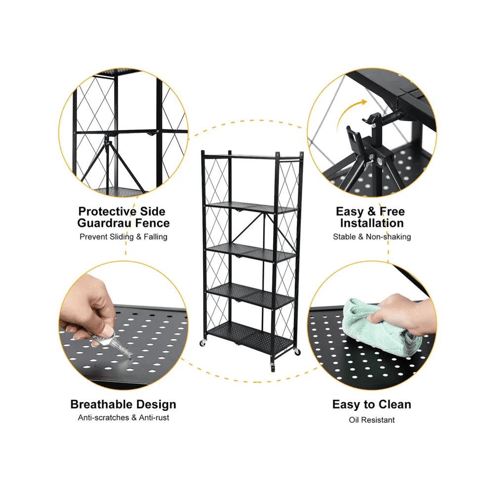 Foldable Series Metal Rack Shelves 5-Tier