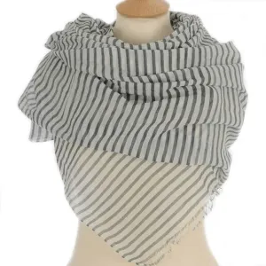 Grey Breton Striped Scarf