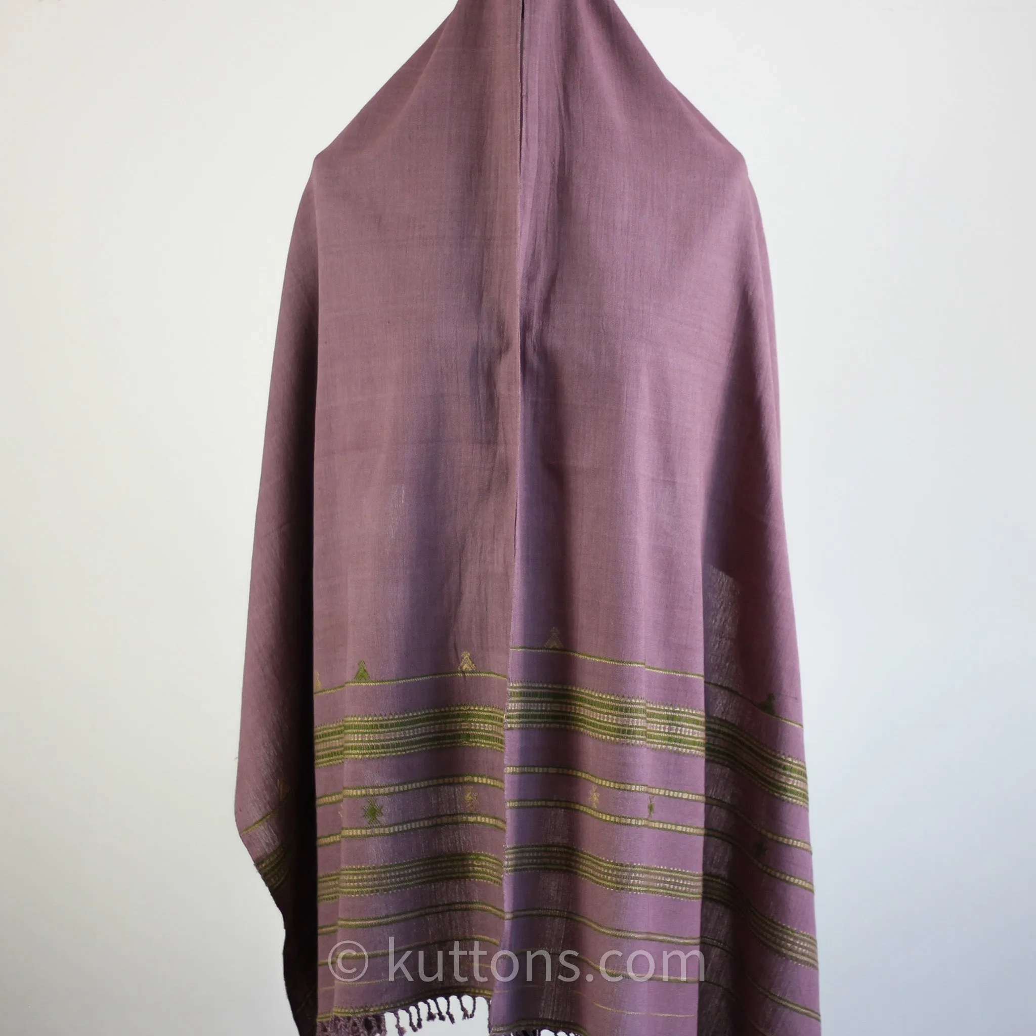 Handwoven Organic Kala Cotton Scarf - Wrap with Tassels | Antique Fuschia, 22x74"