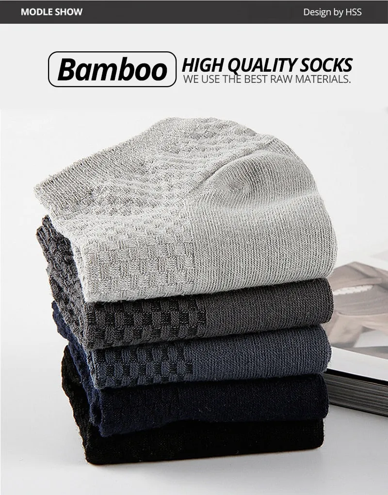 HSS 5Pairs/lot Men Socks Bamboo Fiber Short Ankle Socks High Quality Summer Winter Business Breathable Male Sock Meias Man Sox