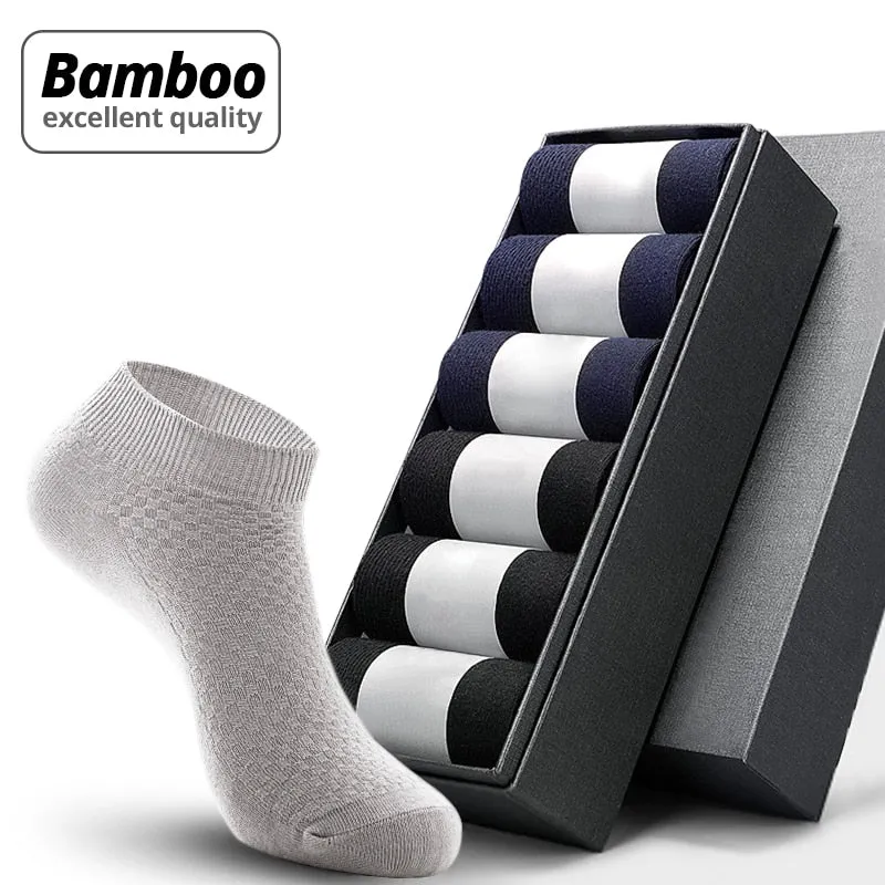 HSS 5Pairs/lot Men Socks Bamboo Fiber Short Ankle Socks High Quality Summer Winter Business Breathable Male Sock Meias Man Sox