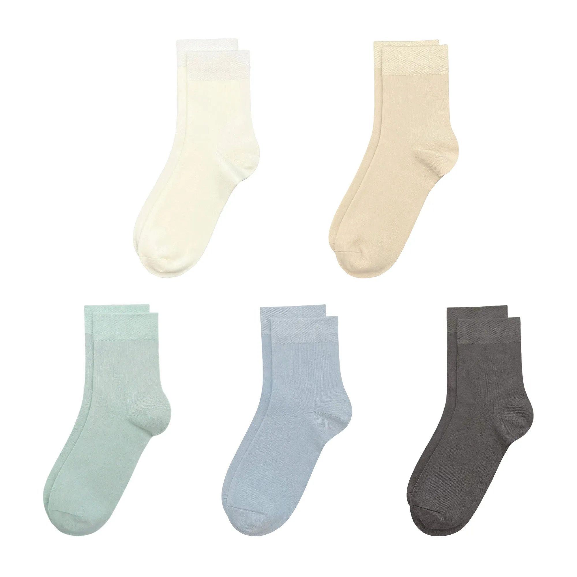 Kids Casual Bamboo School Socks Super Soft Uniform Thin Breathable Stretch Cuffs Boys Girls 5 Pairs