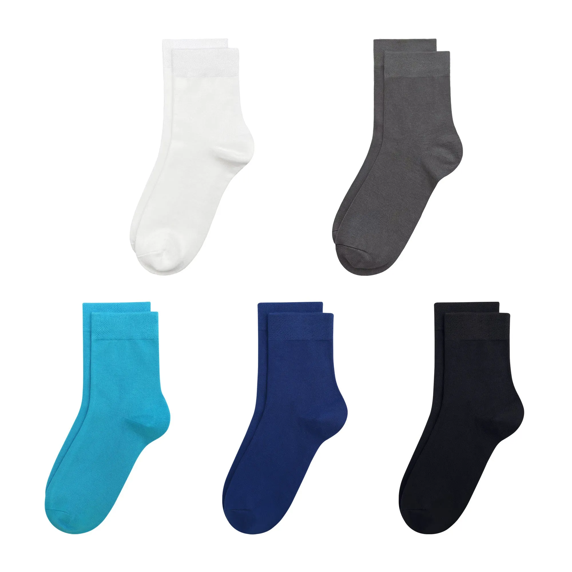 Kids Casual Bamboo School Socks Super Soft Uniform Thin Breathable Stretch Cuffs Boys Girls 5 Pairs