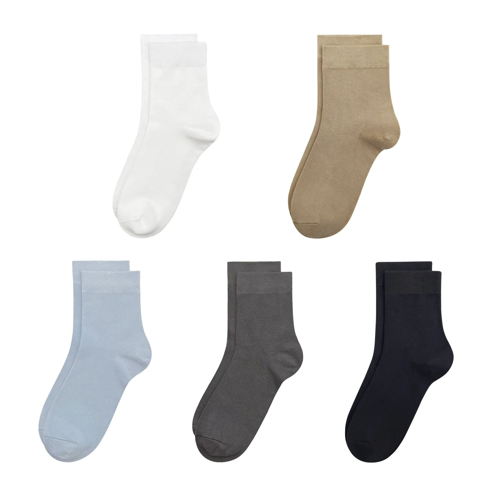 Kids Casual Bamboo School Socks Super Soft Uniform Thin Breathable Stretch Cuffs Boys Girls 5 Pairs