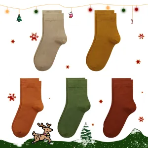 Kids Casual Bamboo School Socks Super Soft Uniform Thin Breathable Stretch Cuffs Boys Girls 5 Pairs