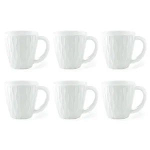 Larah by BOROSIL Curl Opalware Cup, Set of 6 Tea/Coffee Cups, 200 ml Each, Microwave & Dishwasher Safe, Bone-Ash Free, Crockery Set Ideal for Daily Use & Gifting, White