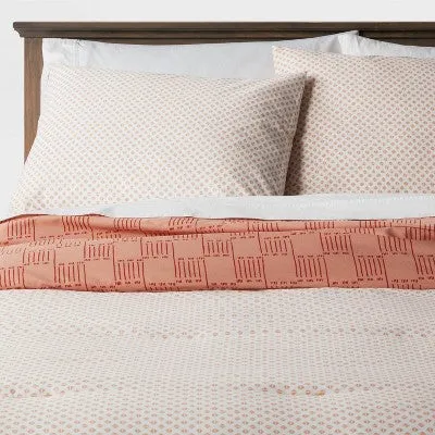 New - Threshold Comforter Set Boho Reversible Lightweight OEKO-TEX, Bronze, King