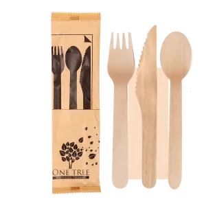 One Tree Wooden Cutlery Set Knife, Fork, Spoon & Napkin 400pcs