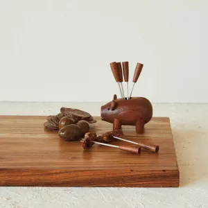 Pig Holder & Appetizer Fork Set