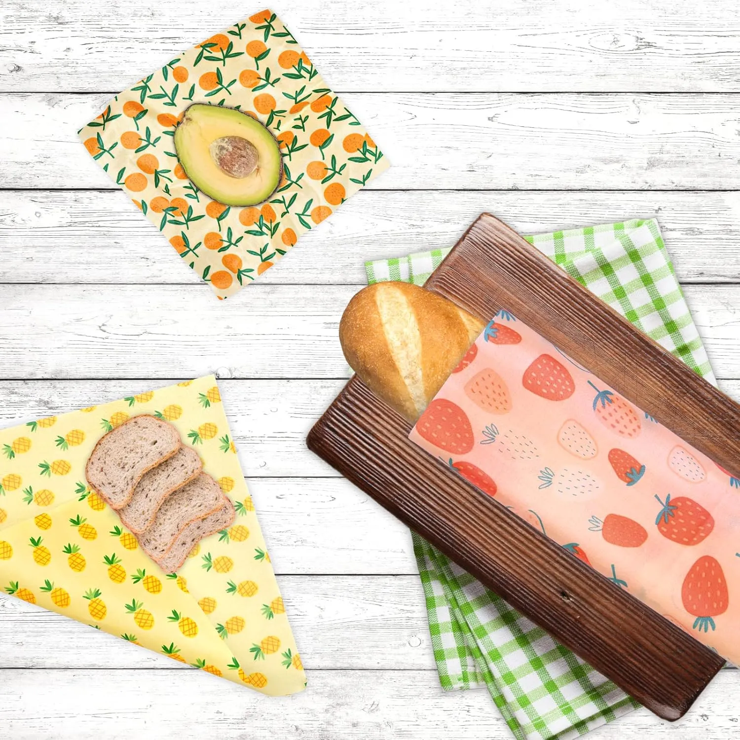 Reusable Beeswax Wrap - 9 Pack Beeswax Wraps for Food, Eco-Friendly Beeswax Food Wraps, Bread Sandwich Food Wrap