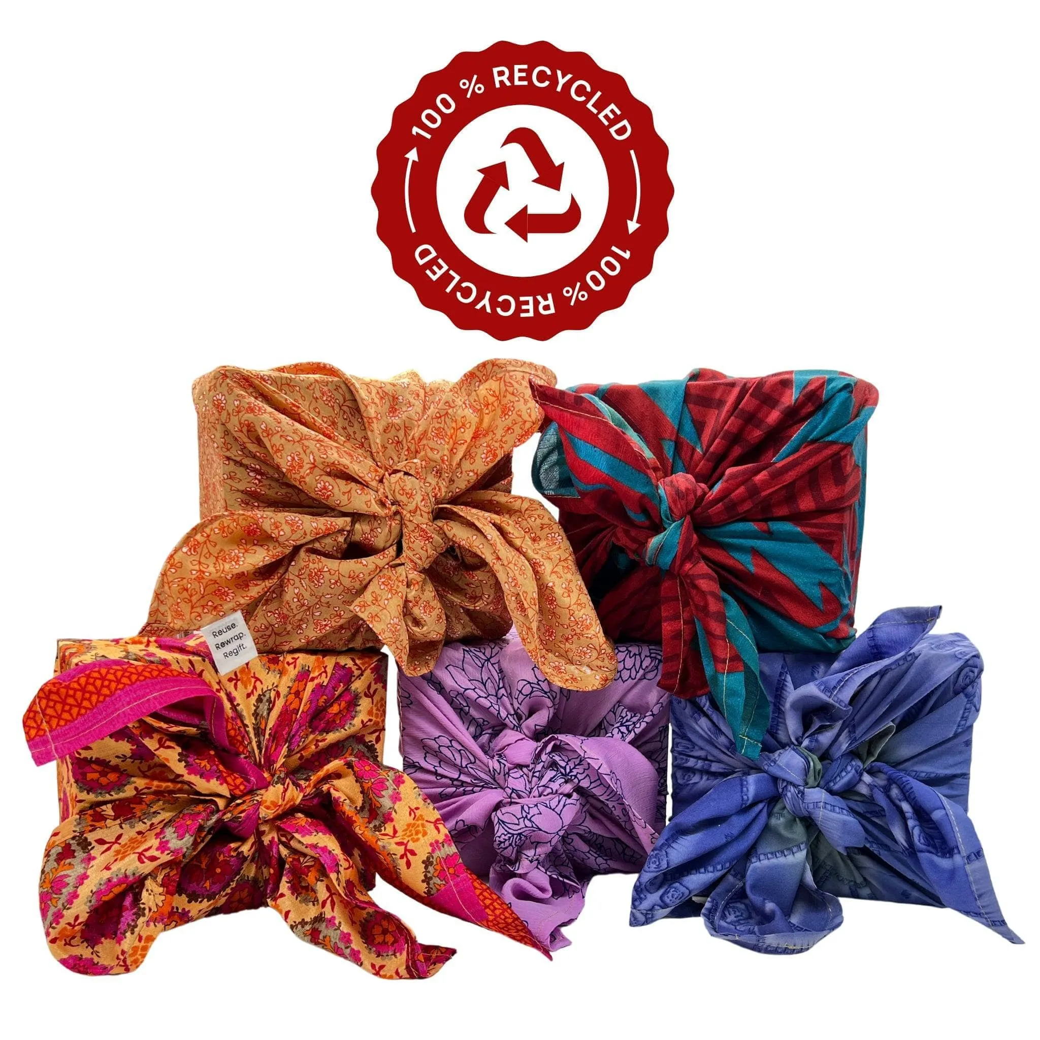 Reusable Sari Silk Gift Wrap - 5-pack