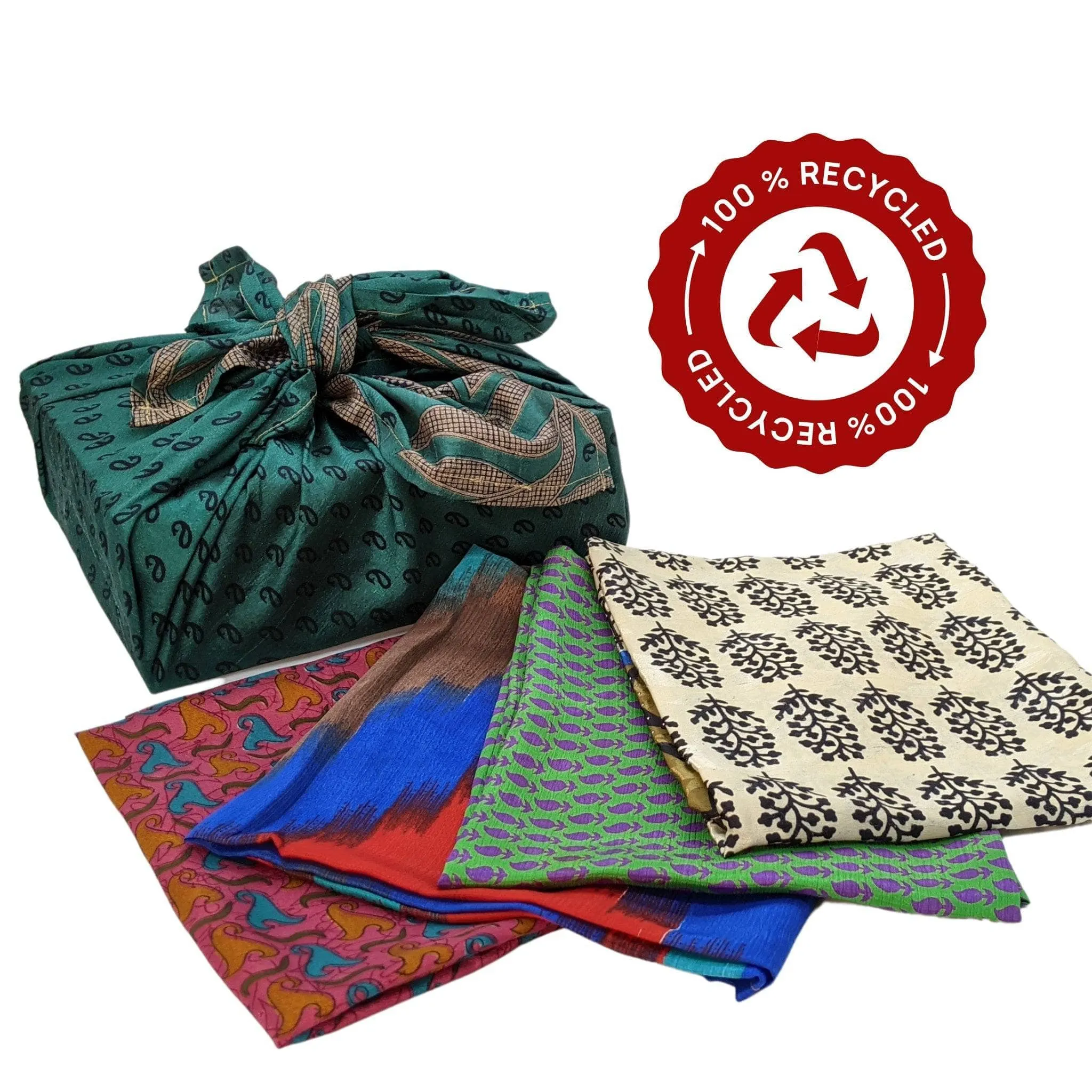 Reusable Sari Silk Gift Wrap - 5-pack