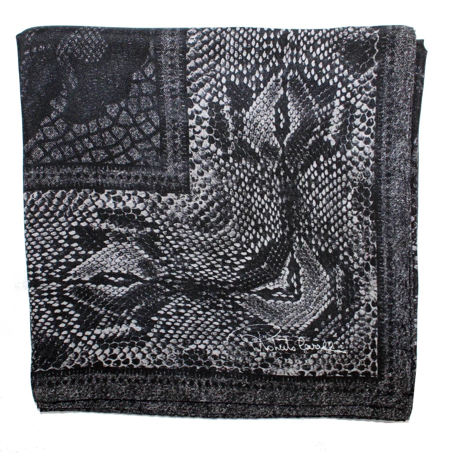 Roberto Cavalli Scarf Gray Black Snakeskin - Large Square Silk Foulard SALE