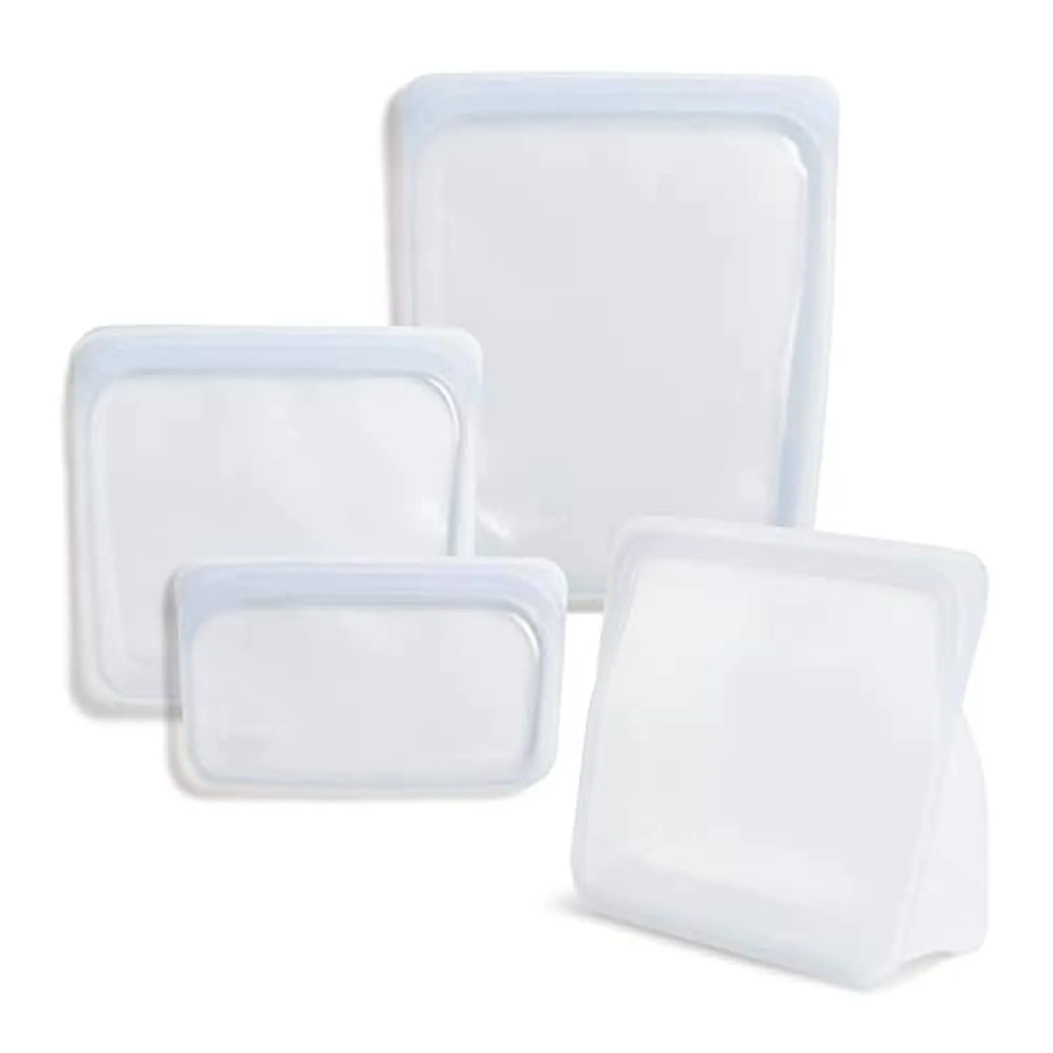 Silicone Food Grade Reusable Storage Bag, Clear (Bundle 4-Pack Large) | Leakproof, Dishwasher-Safe, Eco-friendly, Non-Toxic