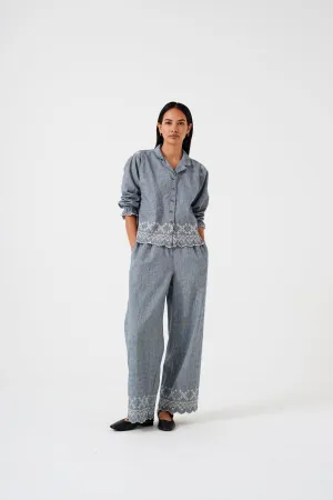 Sophie Pant in Indigo Linen