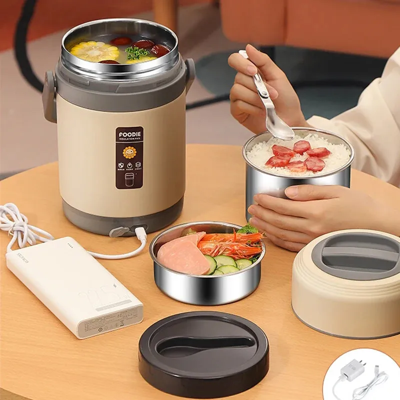 USB Electric Stainless Heated Lunch Box for Office School