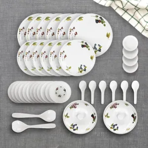 USHA SHRIRAM Dine Smart Melamine 40 Pieces Dinner Set Heat-Resistant | Durable | Shatter-Resistant | Light-Weight | BPA Free (Blue Berry)