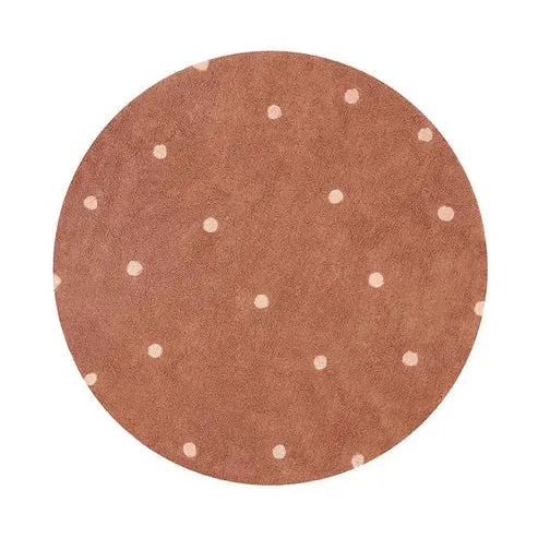 Washable Round Rug - Dot Chestnut