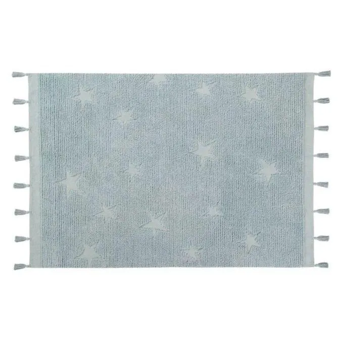 Washable Rug - Hippy Stars (Aqua Blue)