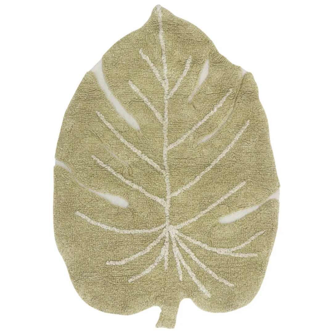 Washable Rug - Mini Monstera Leaf Olive