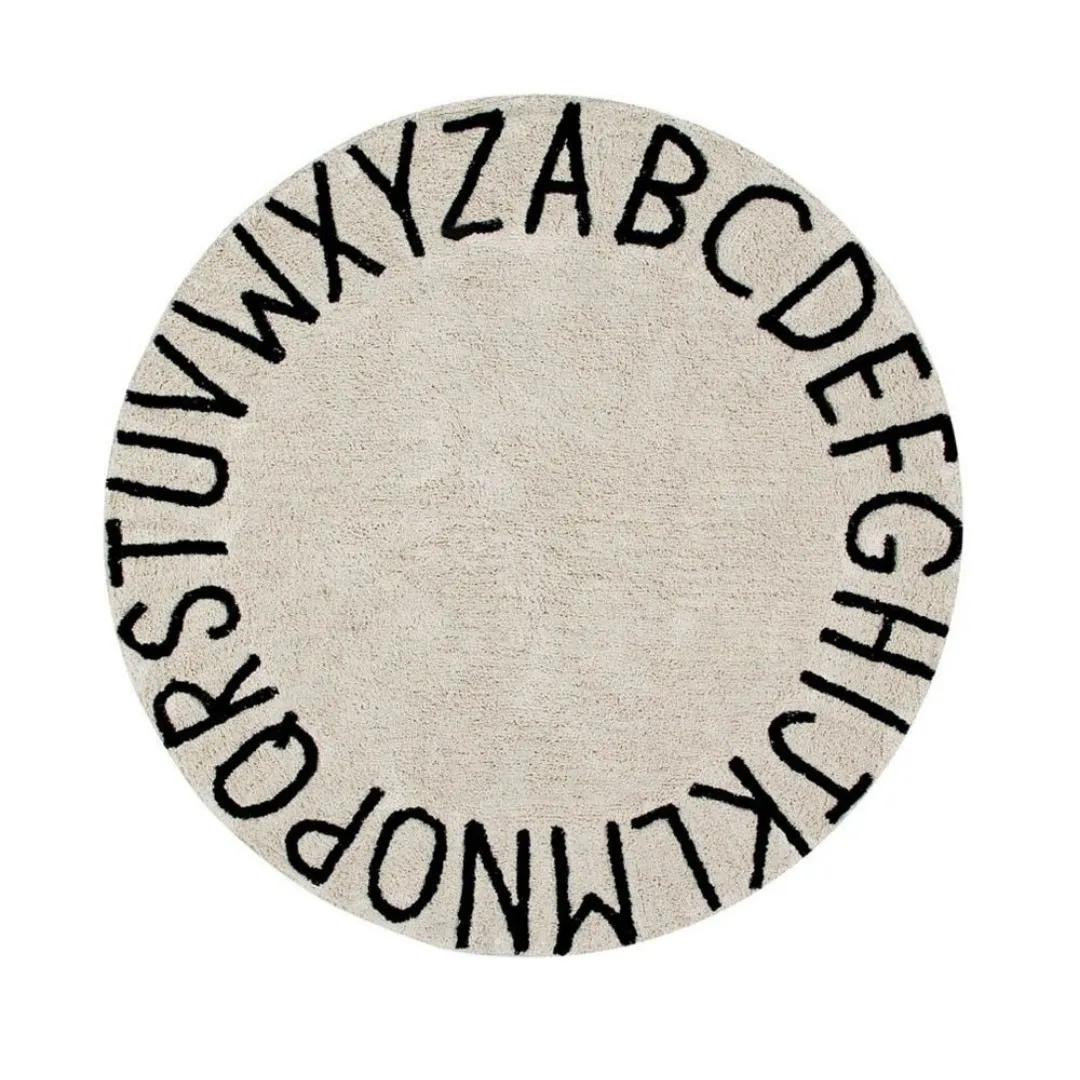 Washable Rug - Round ABC (Natural/Black)