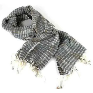 Wide Lightweight Open Weave Scarf in Gray Maya Traditions