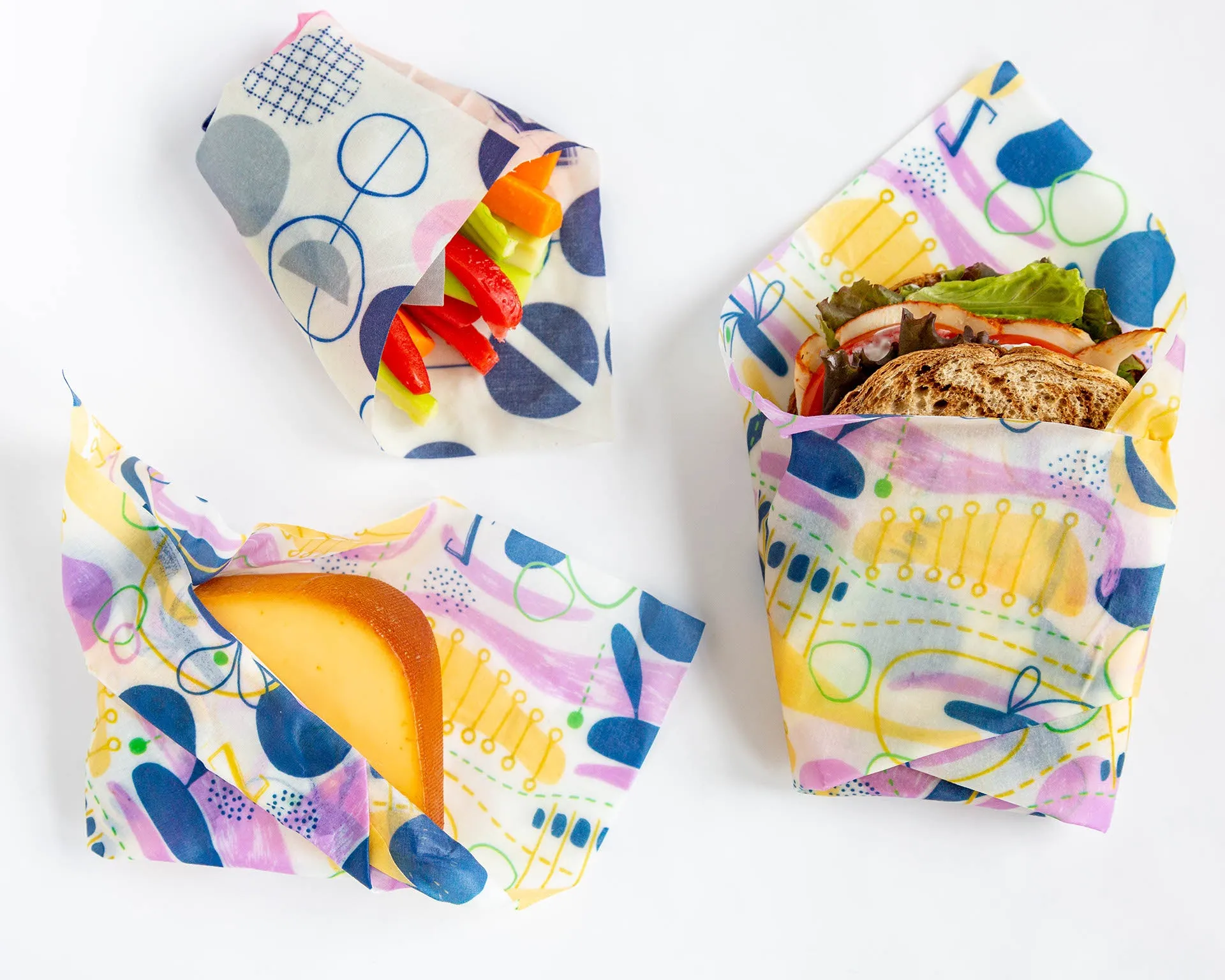 Z wraps 3-Pack: 1 Small & 2 Medium Reusable Food Wraps